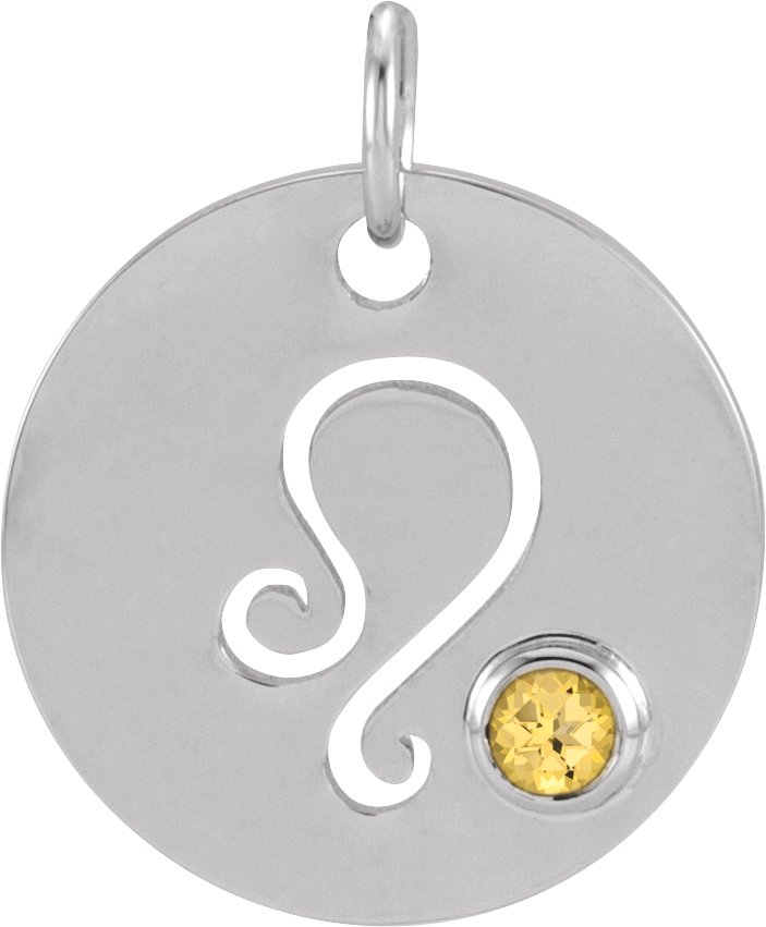 Sterling Silver Natural Citrine Leo Zodiac Pendant Ref 17886459