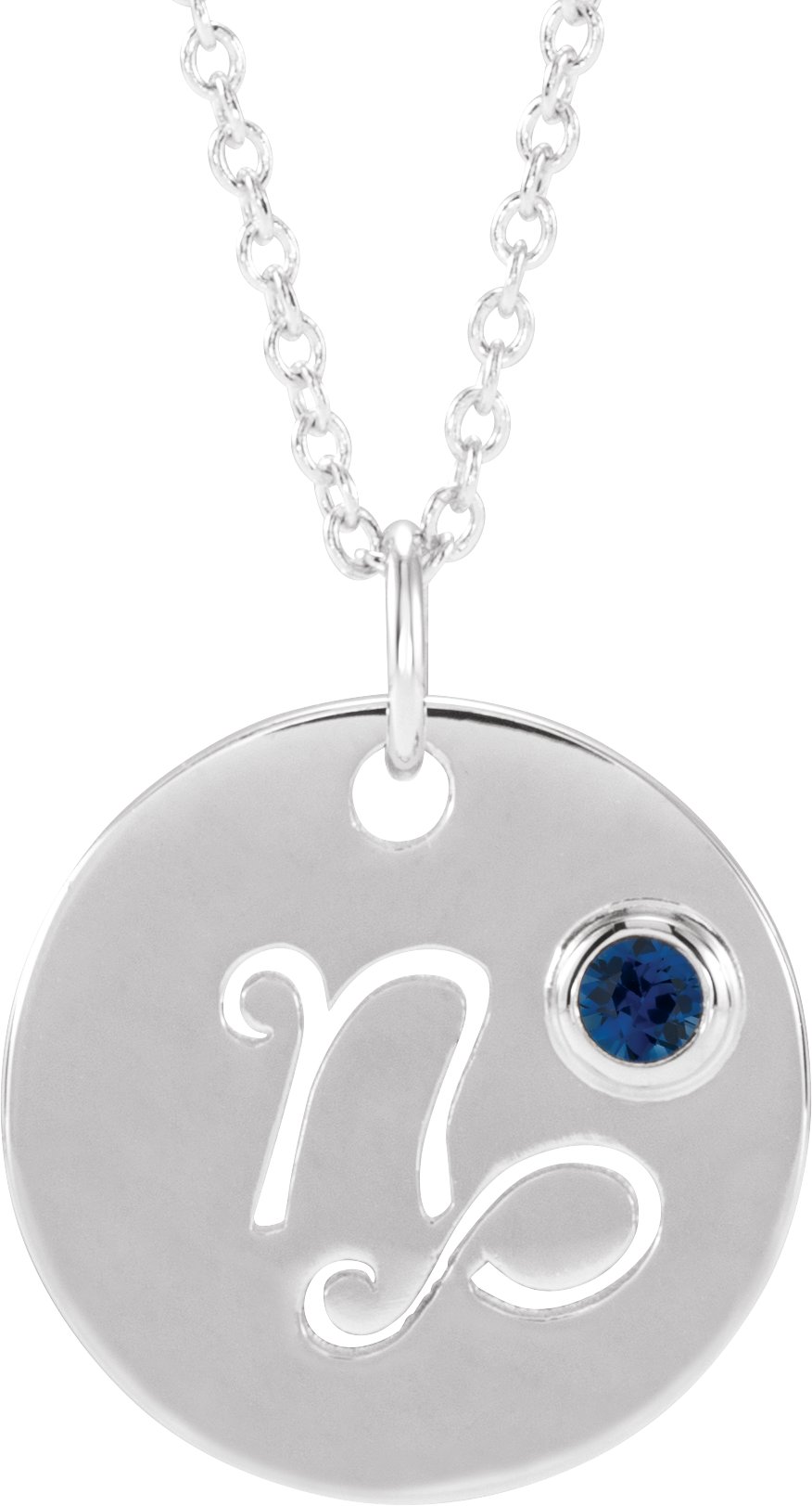 Sterling Silver Natural Blue Sapphire Capricorn Zodiac 16 to 18 inch Necklace Ref 17886588