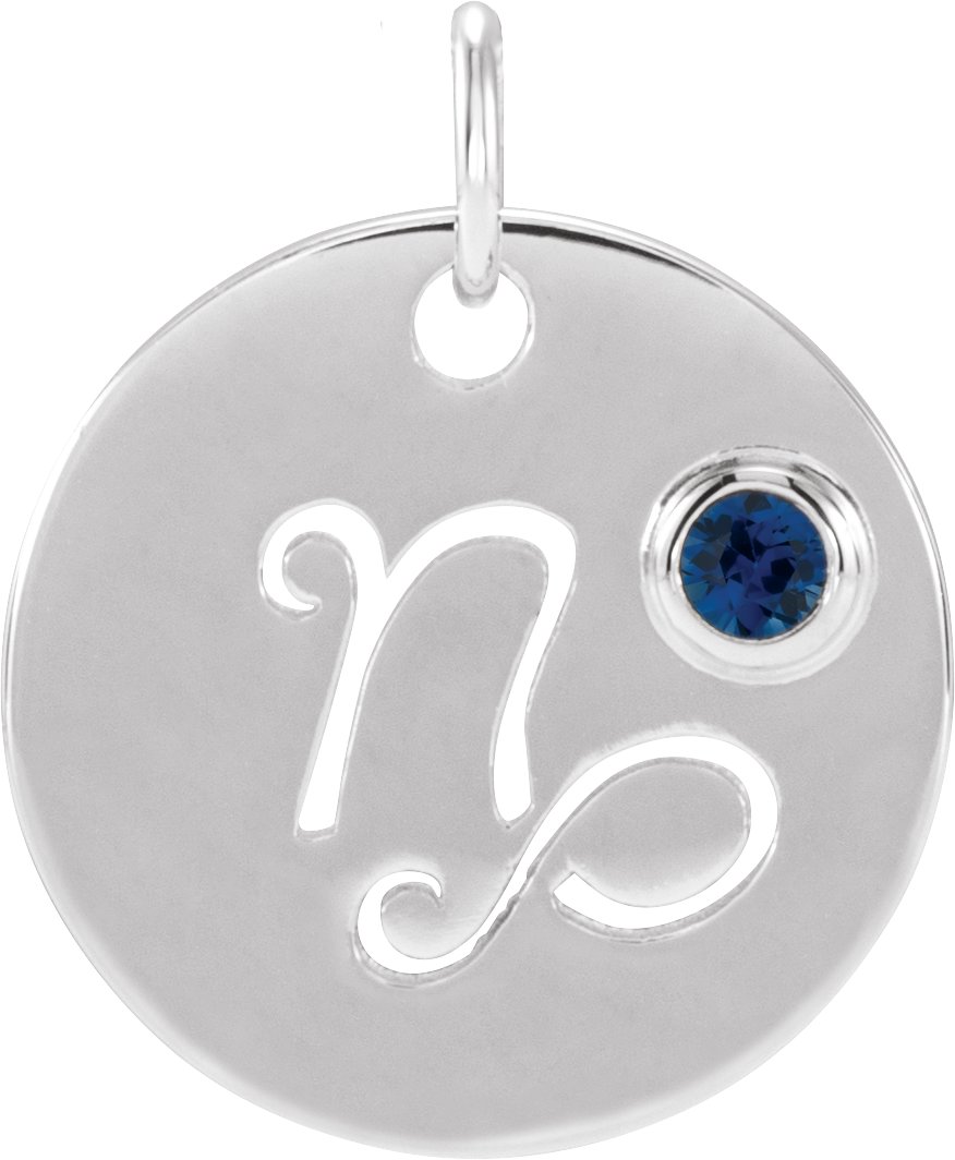 Platinum Natural Blue Sapphire Capricorn Zodiac Pendant Ref 17886499