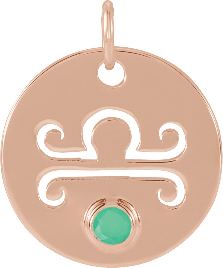 14K Rose Natural Chrysoprase Libra Zodiac Pendant Ref 17886687