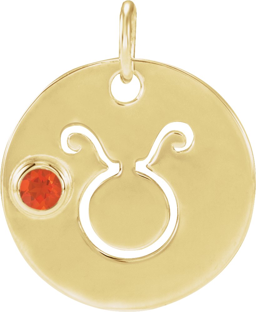 14K Yellow Natural Mexican Fire Opal Taurus Zodiac Pendant Ref 17886481