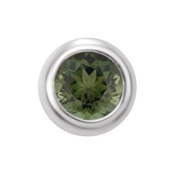 14K White 2 mm Round Green Tourmaline Micro Bezel Set Single Earring Ref. 17988181