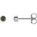 14K White 2.5 mm Round Natural Green Tourmaline Micro Bezel Single Stud Earring