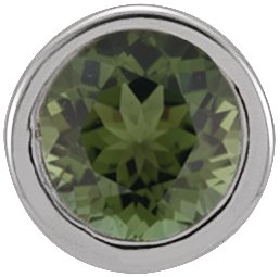 14K White 2.5 mm Round Green Tourmaline Micro Bezel Set Single Earring Ref. 17988189