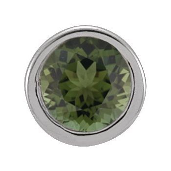 Platinum 2.5 mm Round Green Tourmaline Micro Bezel Set Single Earring Ref. 17988191