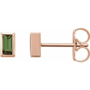 14K Rose Green Tourmaline Bezel-Set Earrings