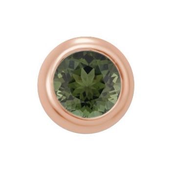 14K Rose 2 mm Round Green Tourmaline Micro Bezel Set Single Earring Ref. 17988182