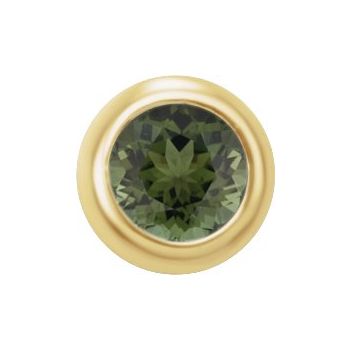 14K Yellow 2 mm Round Green Tourmaline Micro Bezel Set Single Earring Ref. 17988180