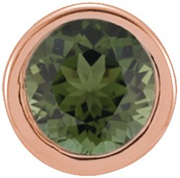 14K Rose 2.5 mm Round Green Tourmaline Micro Bezel Set Single Earring Ref. 17988190