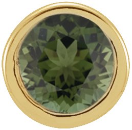 14K Yellow 2.5 mm Round Green Tourmaline Micro Bezel Set Single Earring Ref. 17988188