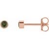 14K Rose 2.5 mm Round Green Tourmaline Micro Bezel Set Earrings Ref. 17988194