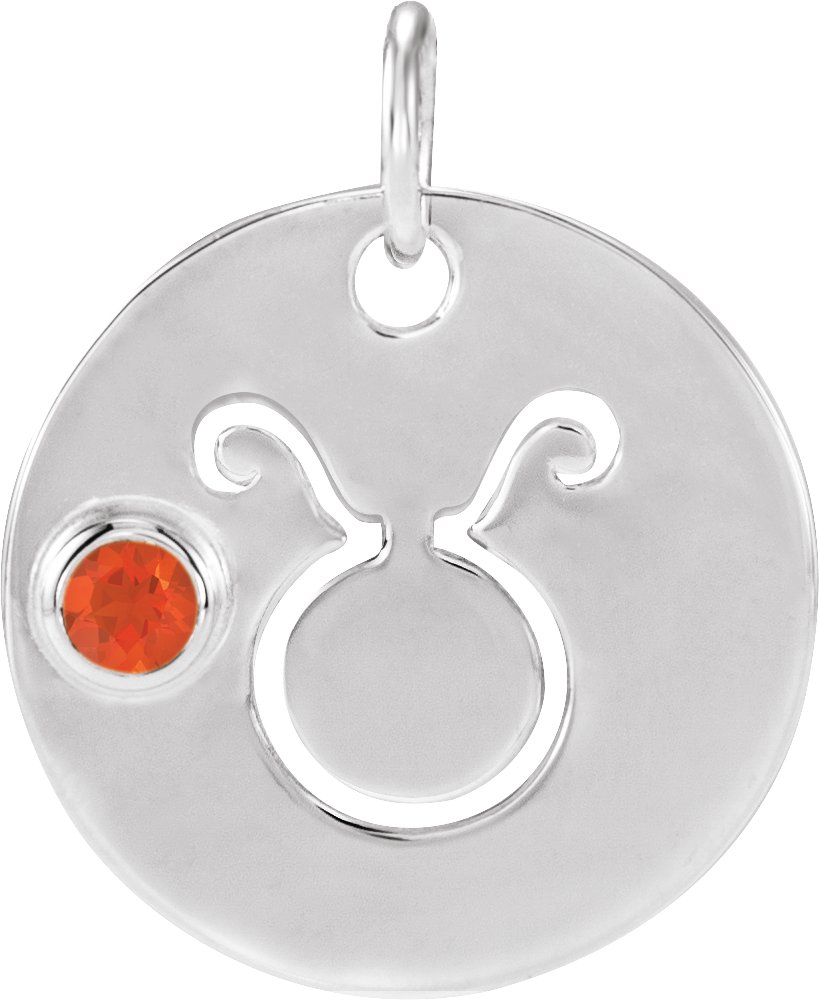 Platinum Natural Mexican Fire Opal Taurus Zodiac Pendant Ref 17886477