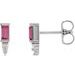 14K White Natural Pink Tourmaline & .03 CTW Natural Diamond Bar Earrings