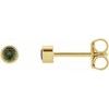 14K Yellow 2.5 mm Round Green Tourmaline Micro Bezel Set Earrings Ref. 17988192