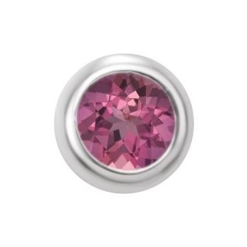 14K White 2 mm Round Pink Tourmaline Micro Bezel Set Single Earring Ref. 17988165