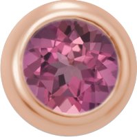 14K Rose 2 mm Round Pink Tourmaline Micro Bezel Set Single Earring Ref. 17988166