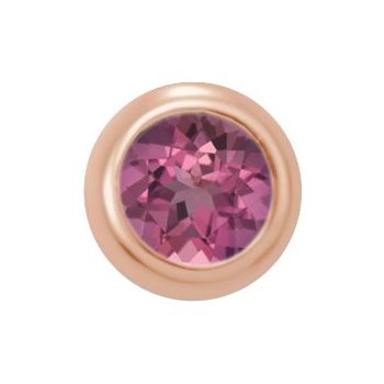 14K Rose 2 mm Round Pink Tourmaline Micro Bezel Set Single Earring Ref. 17988166