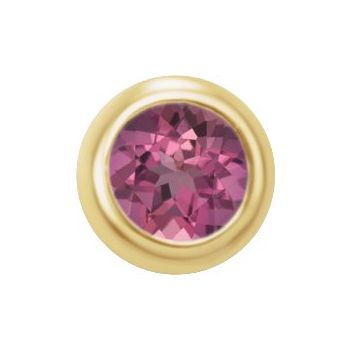 14K Yellow 2 mm Round Pink Tourmaline Micro Bezel Set Single Earring Ref. 17988164