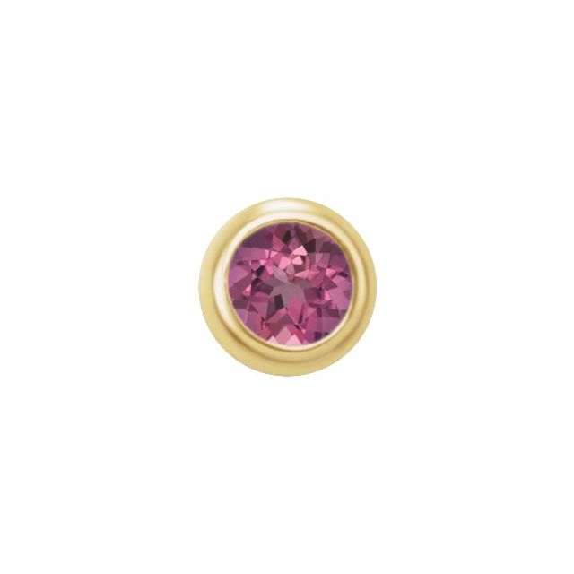 14K Yellow 2 mm Round Pink Tourmaline Single Micro Stud Earring