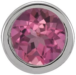 14K White 2.5 mm Round Pink Tourmaline Micro Bezel Set Single Earring Ref. 17988173