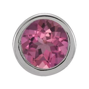 Platinum 2.5 mm Round Pink Tourmaline Micro Bezel Set Single Earring Ref. 17988175