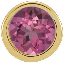 14K Yellow 2.5 mm Round Pink Tourmaline Micro Bezel Set Single Earring Ref. 17988172