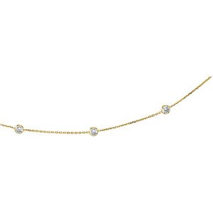 14K Yellow 4 mm Round Imitation White Cubic Zirconia 9-Station 18 Necklace