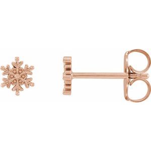 14K Rose 5.1x4.5 mm Petite Snowflake Earrings