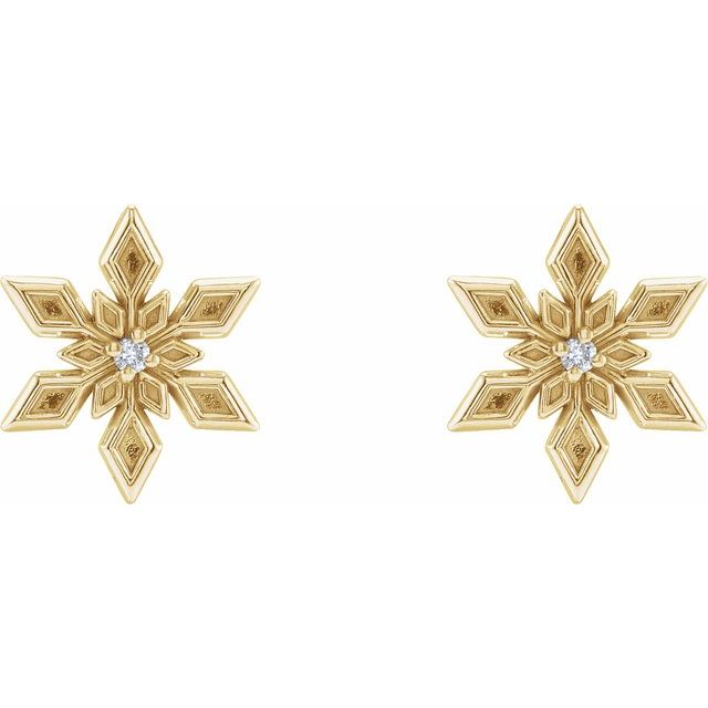 14K Yellow .0075 CTW Natural Diamond Snowflake Earrings