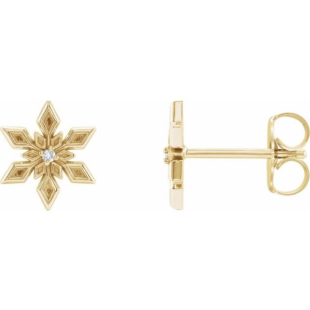 14K Yellow .0075 CTW Natural Diamond Snowflake Earrings