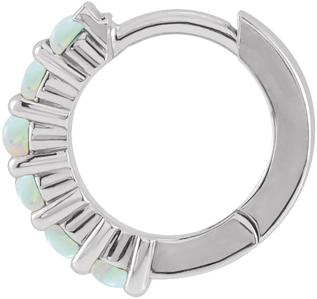 Platinum 12.2 mm Natural White Opal Huggie Hoop Earring Ref 18027030