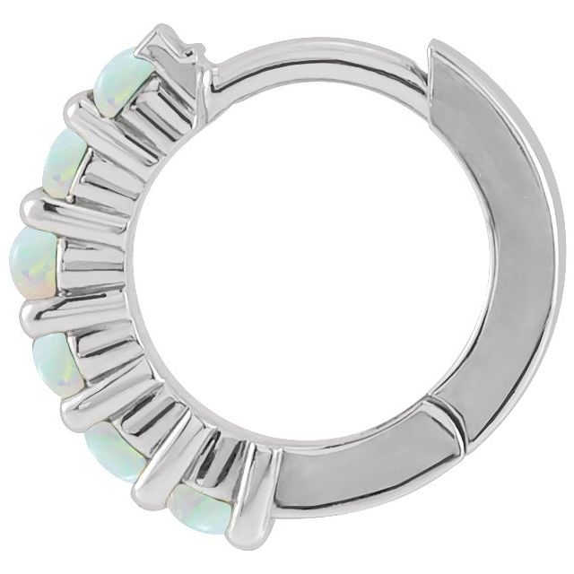 Sterling Silver 12.2 mm Natural White Opal Huggie Hoop Earring