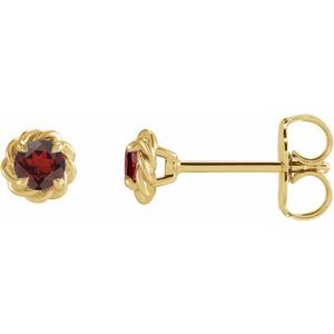 14K Yellow 5 mm Natural Mozambique Garnet Claw-Prong Rope Earrings