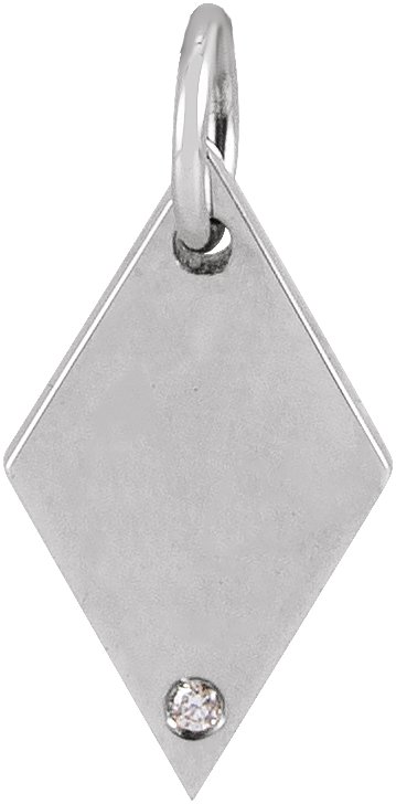 14K White .005 CT Natural Diamond Rhombus Pendant