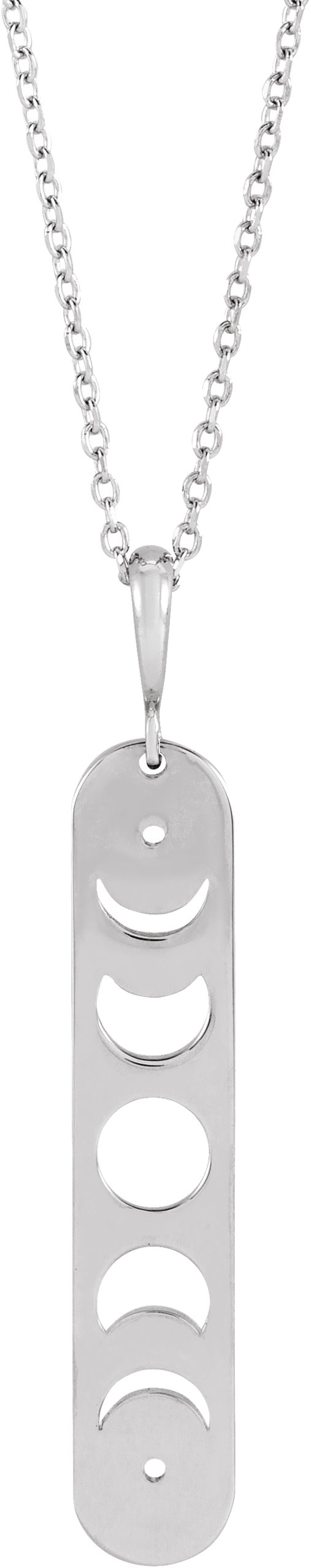 14K White 37.16x6 mm Moon Phase Bar 16-18