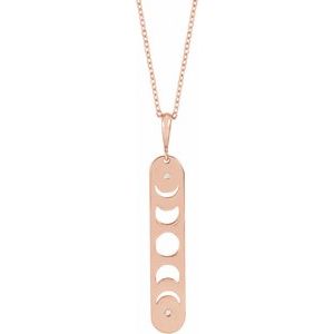 14K Rose .01 CTW Natural Diamond Moon Phase Bar 16-18" Necklace