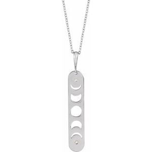 Sterling Silver .0075 CTW Natural Diamond Moon Phase Bar 16-18" Necklace