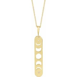 14K Yellow .01 CTW Natural Diamond Moon Phase Bar 16-18" Necklace