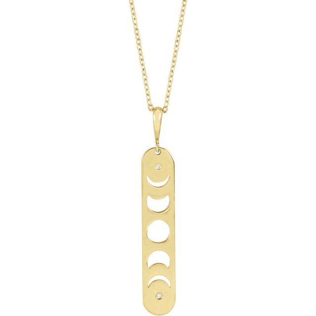 14K Yellow .01 CTW Natural Diamond Moon Phase Bar 16-18 Necklace