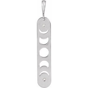 Sterling Silver .01 CTW Natural Diamond Moon Phase Bar Pendant