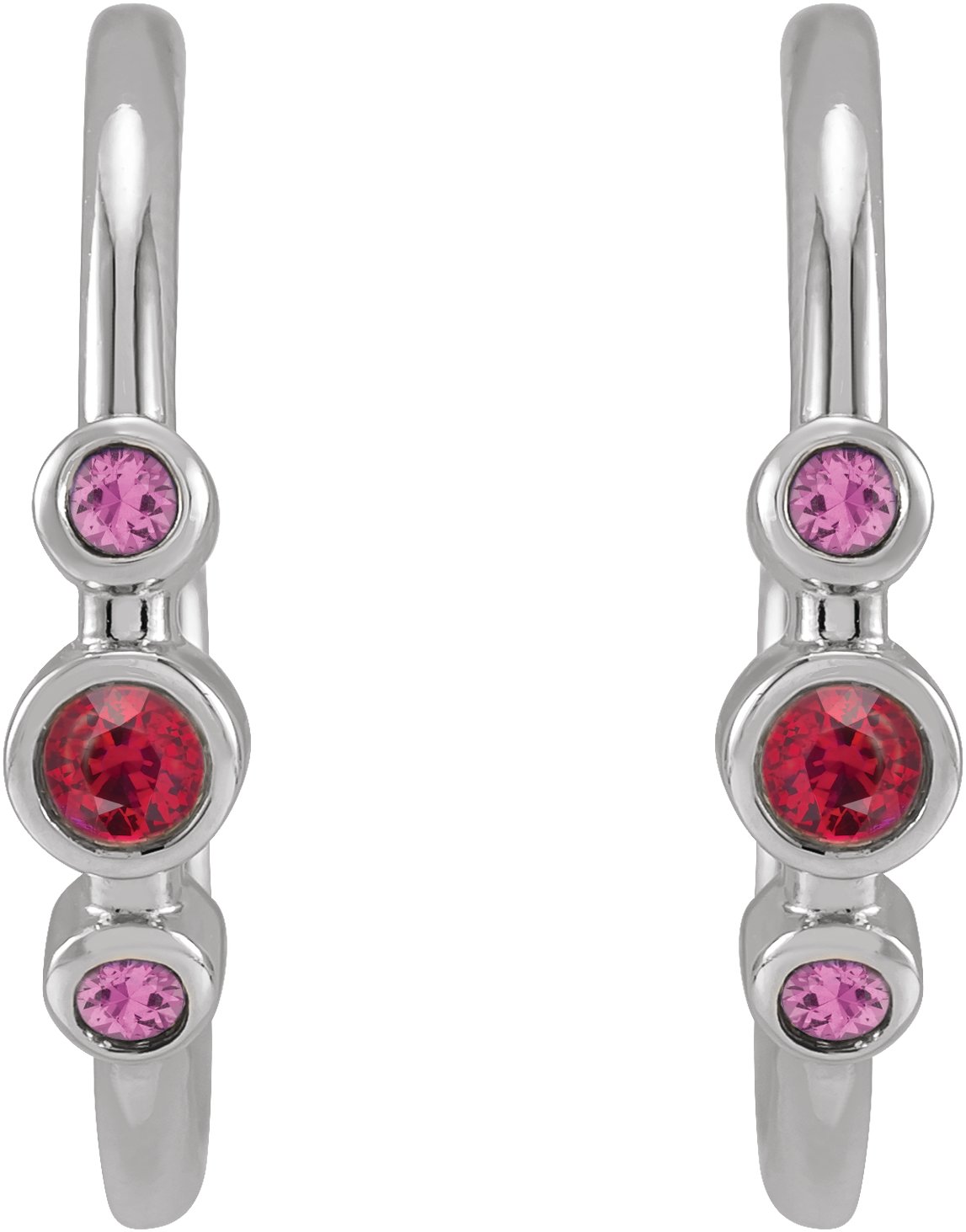 Natural Blue Zircon & Natural Blue Sapphire Bezel-Set Hoop Earrings view 2