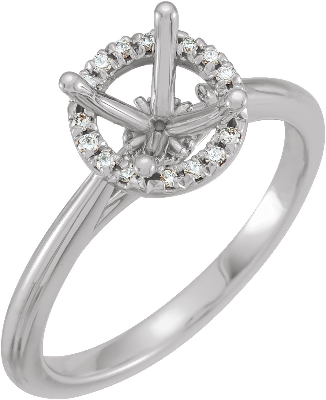 14K White 5.2 mm Round 1/8 CTW Natural Diamond Semi-Set Engagement Ring