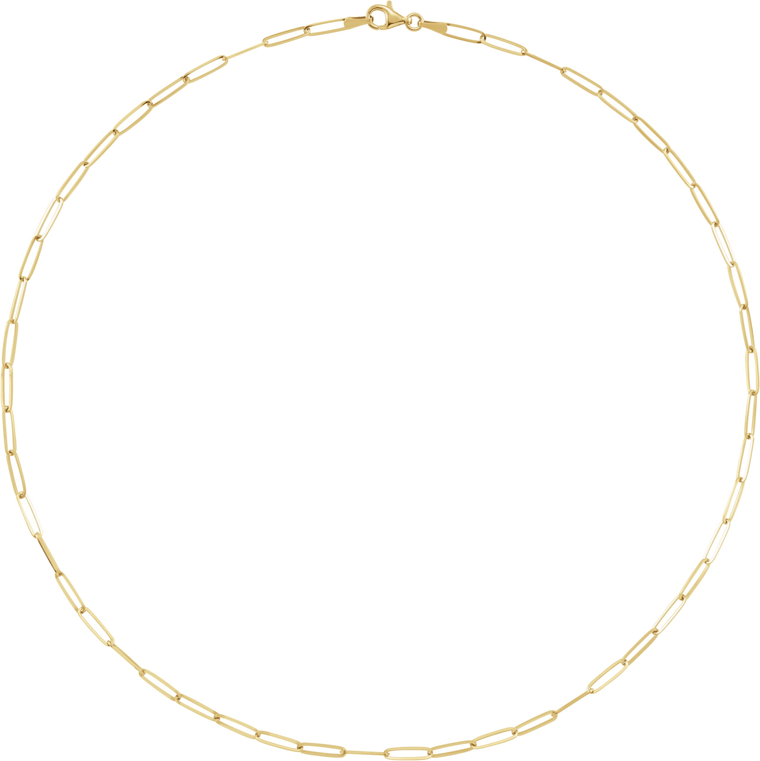 14K Yellow 2.6 mm Paperclip-Style 16 Chain