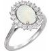 14K White Natural White Opal & 1/2 CTW Natural Diamond Ring