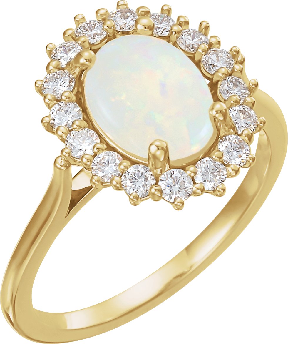 14K Yellow Opal and .375 CTW Diamond Ring Ref 15398984