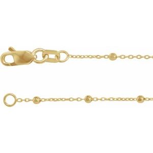 14K Yellow 1.7 mm Cable Chain 7" Bracelet with Faceted Beads