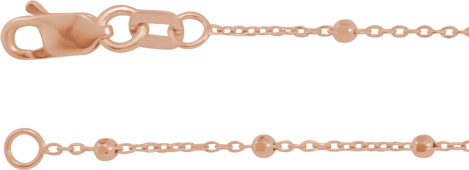 14K Rose .85 mm Faceted Beaded Cable 20" Chain