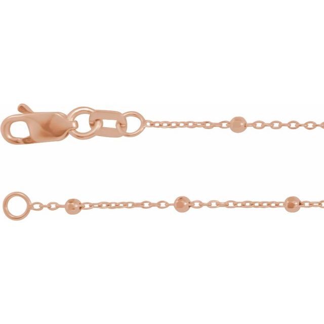 14K Rose 1.7 mm Cable 7" Chain with Faceted Beads