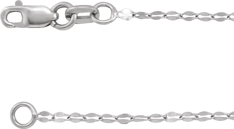 14K White 1.4 mm Keyhole Link 18" Chain