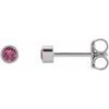 14K White 2.5 mm Round Pink Tourmaline Micro Bezel Set Earrings Ref. 17988177